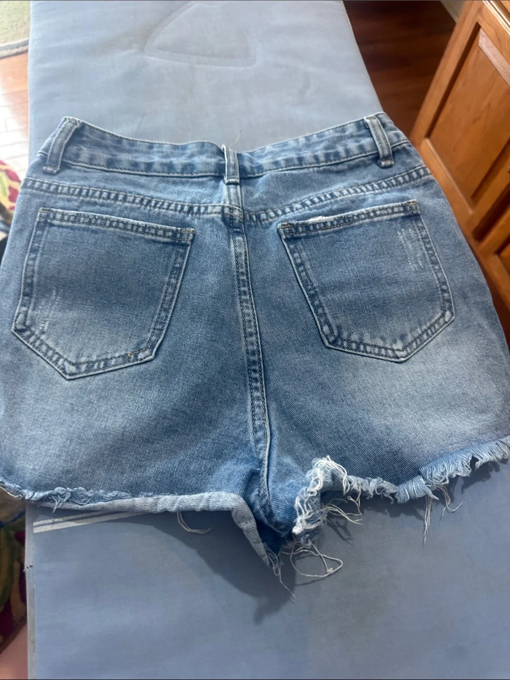 SHEIN Light Blue Distressed Denim Shorts